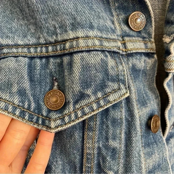 80s GAP Pioneer Jean Jacket Classic Blue Denim Button Up Unisex Quality - Picture 4 of 10